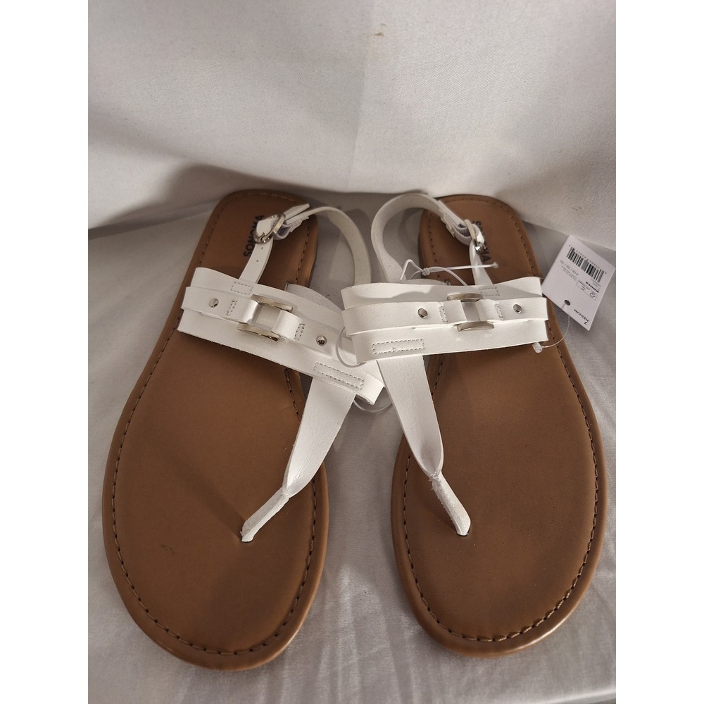 Sonoma Goods For Life Karri White Thong Sandals Womens 7 Flat Slingback T-Strap